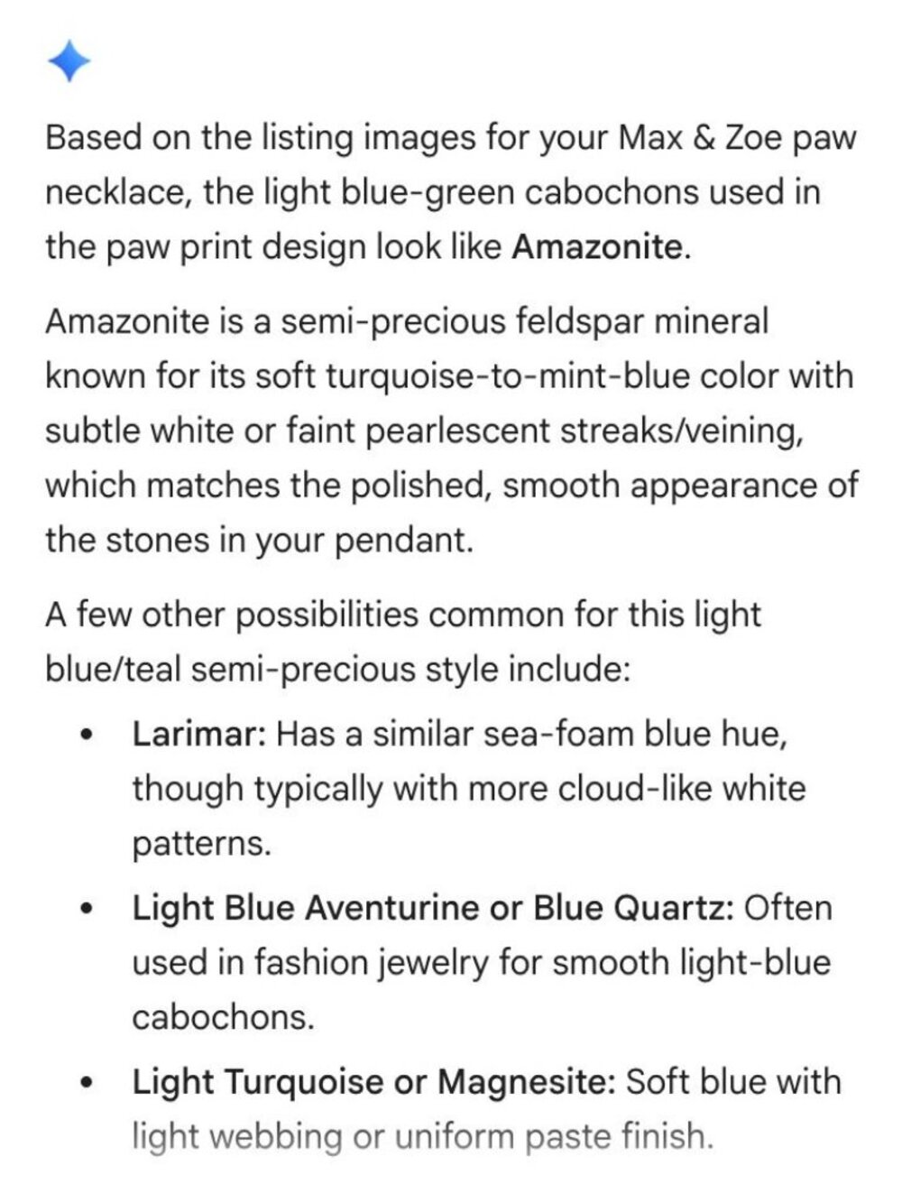 Max & Zoe Paw Necklace Semi-Precious Stone 18"+3" Chain Gift Box Holiday Design - Picture 5 of 5